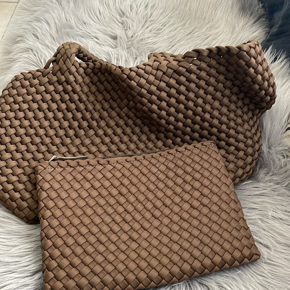Medium brown NAghedi tote and pouch in great condition with dust bag .